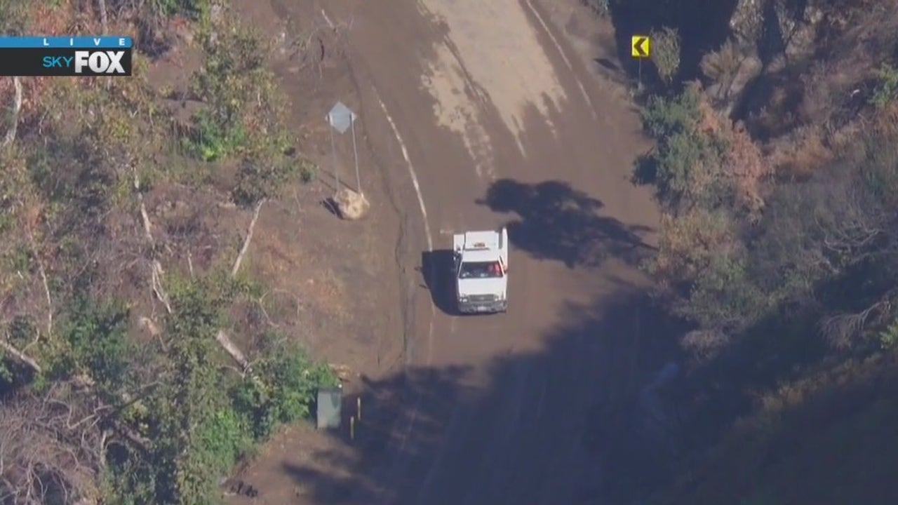 Mudslide closes Topanga Canyon Boulevard in Santa Monica Mountains