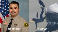 Motorcyclist who allegedly shot deputy crashes into car during San Bernardino County police chase
