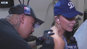 Fans, including FOX 11 reporter, getting Dodgers tattoos amid World Series run