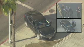 Man surrenders after barricading in car near LA City Hall