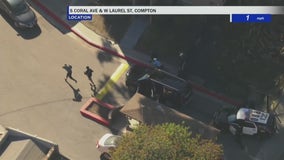 Suspects run towards nearby apartment as pursuit ends in Compton