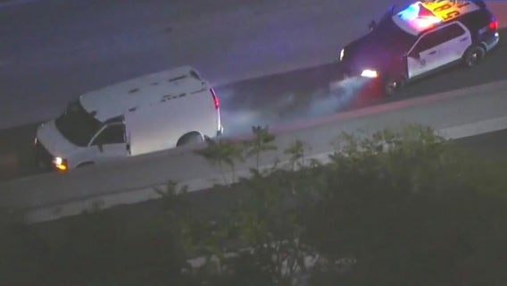 LA police chase suspect dies after jumping out of moving van, getting hit by freeway traffic