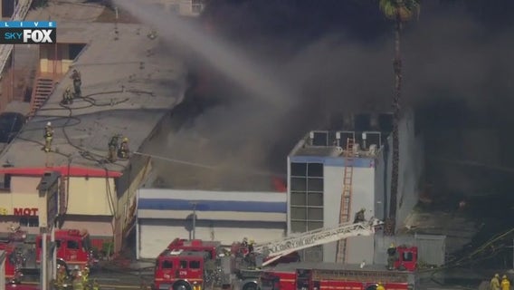 Fire collapses roof of Inglewood commercial building