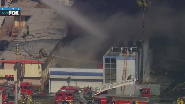 Fire collapses roof of Inglewood commercial building