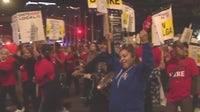 Airline catering workers stage protest near LAX