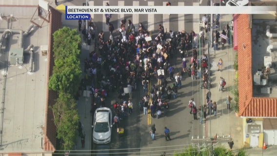 Venice High School students march to protest immigration policies