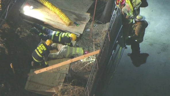 LA police chase suspect falls in hole trying to run from cops in Lincoln Heights