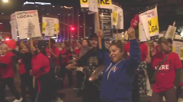 Airline catering workers stage protest near LAX