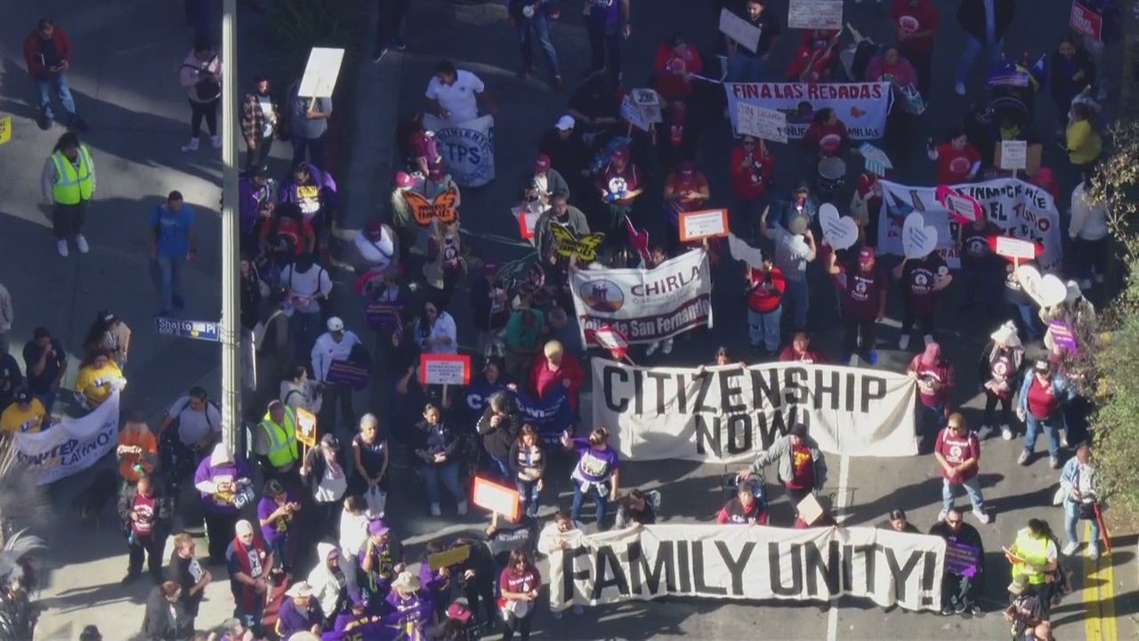 March, rally underway in LA for International Migrants Day