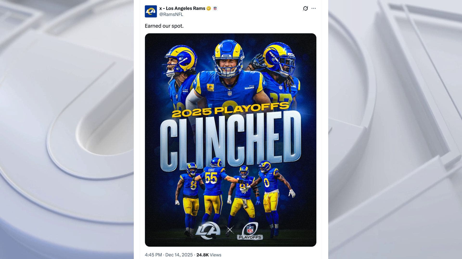 Rams clinch playoff spot after beating Lions