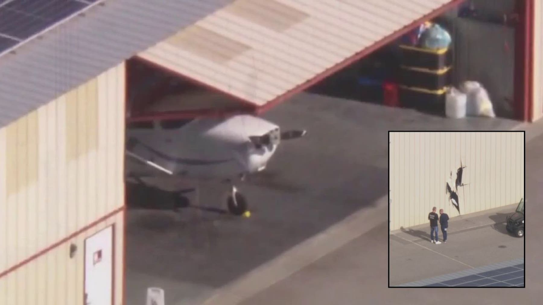 Stolen plane crashes into hangar at Van Nuys Airport