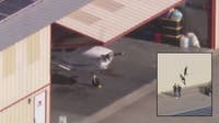 Stolen plane crashes into hangar at Van Nuys Airport