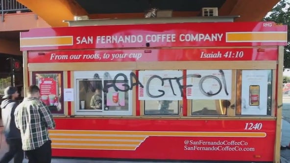 San Fernando coffee shop defaced with anti-MAGA graffiti