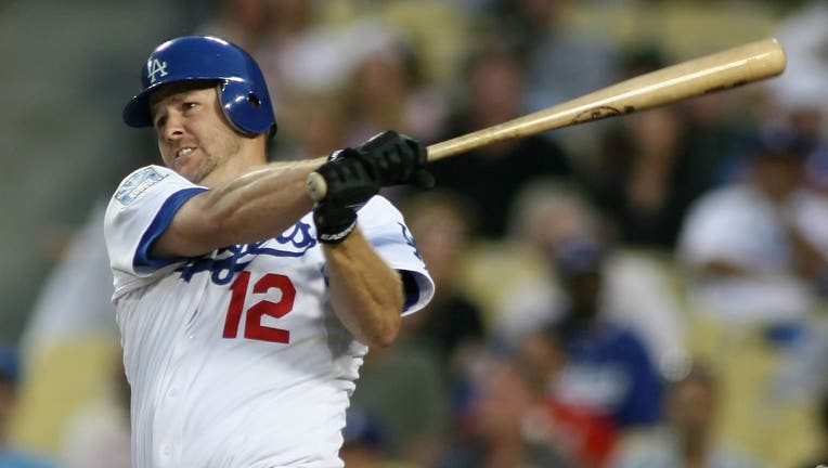 Jeff Kent #12 of the Los Angeles Dodgers bats against the Florida Marlins during the game at Dodger Stadium on July 11, 2008 in Los Angeles, California. The Marlins defeated the Dodgers 3-1. (Photo by Christian Petersen/Getty Images)