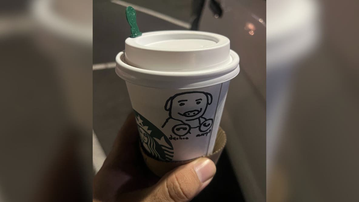 Starbucks employee serves LA sheriff's deputy coffee with hand-drawn pig on cup