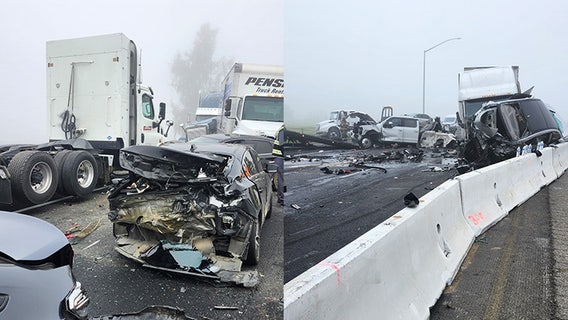 150-vehicle pileup in dense fog shuts down Highway 99 between Bakersfield and Fresno