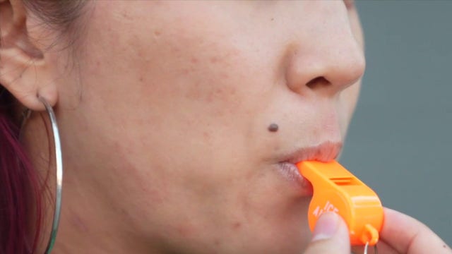 Los Angeles-based artist leads whistle movement sounding alarm against ICE activities