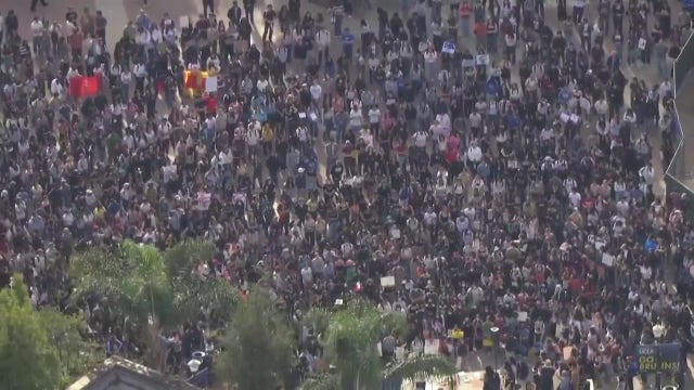ICE protest drawing massive crowd at UCLA