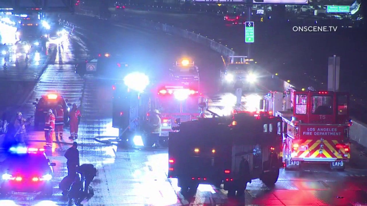 2 killed in fiery 405 rollover in Westchester as rain returns to Southland