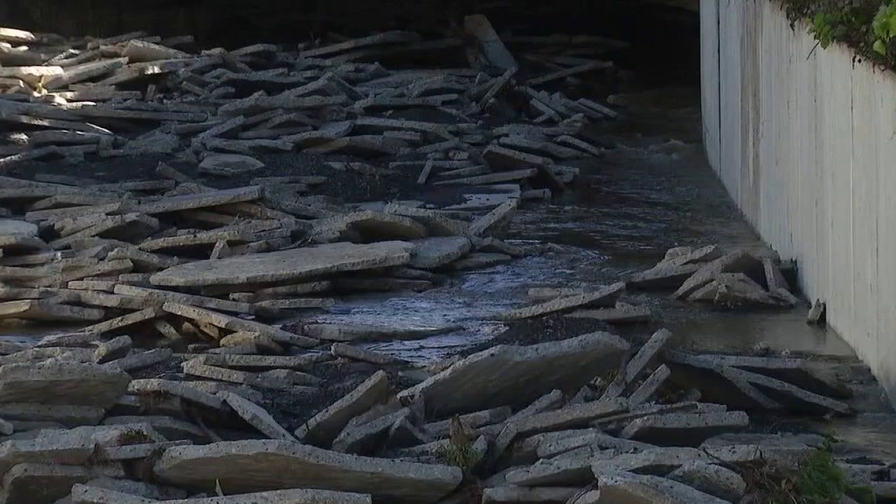 Chunks of concrete fall off Santa Monica channel during storm