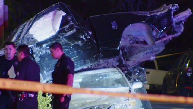 DUI pursuit ends in rollover crash atop parked car in LA