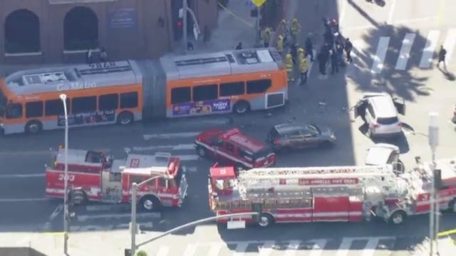 Pursuit suspect crashes into Metro bus in Westlake; multiple people injured