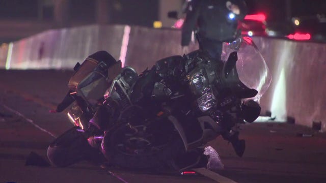LAPD motorcycle officer hospitalized after 405 Freeway crash in West LA