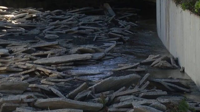 Chunks of concrete fall off Santa Monica channel during storm