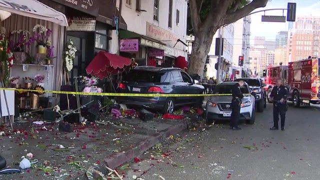 Multiple injured after car crashes into flower vendor in downtown LA