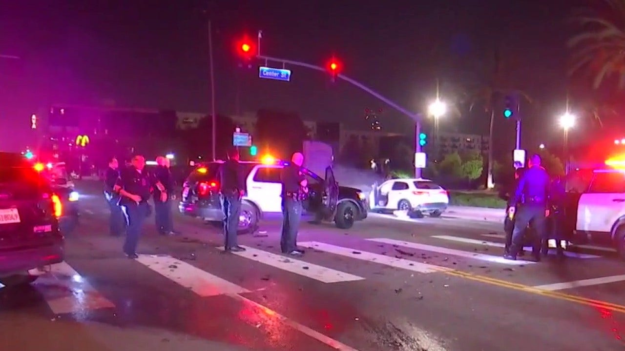 Video shows violent pursuit crash that injured 2 LAPD officers