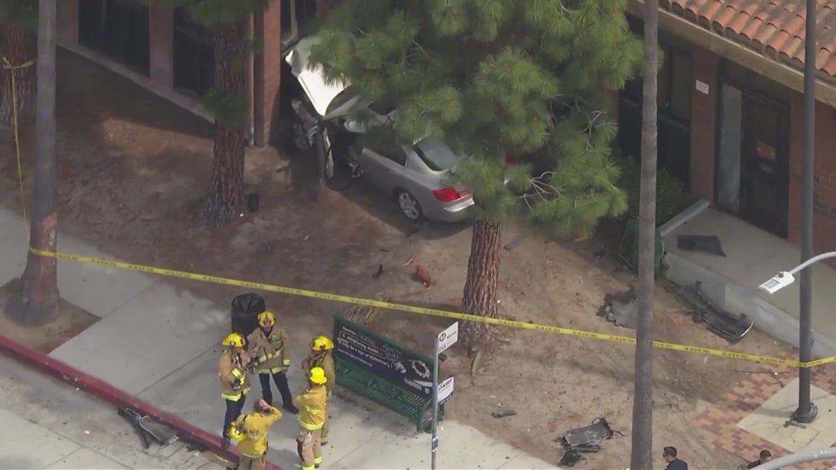 Car plows into Wilmington Branch Library following 2-vehicle crash