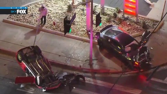 At least 1 person hospitalized after two-vehicle crash in Woodland Hills