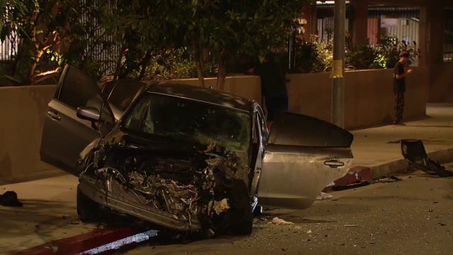 High-speed pursuit ends in violent crash in Reseda; 2 injured