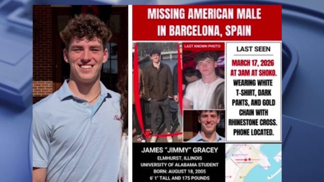 University of Alabama student James Gracey disappears in Barcelona after visiting friends studying abroad