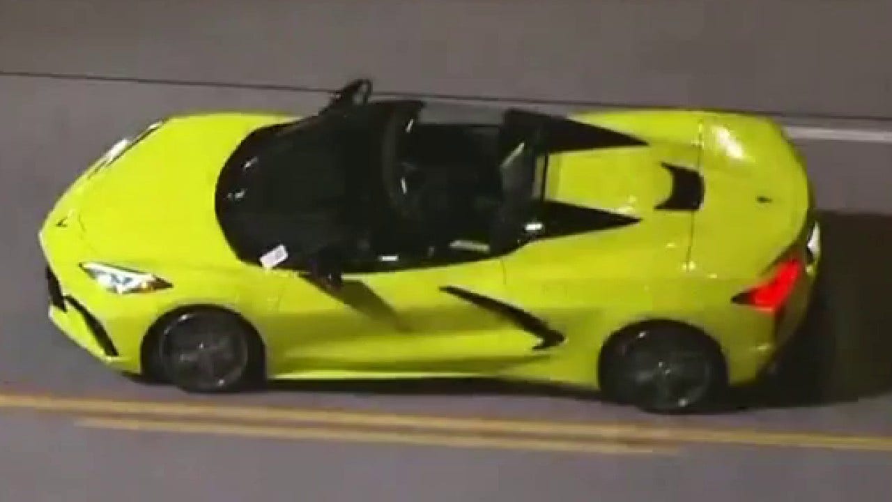 LIVE: Neon green Corvette leads police chase on 91 Freeway in Los Angeles County
