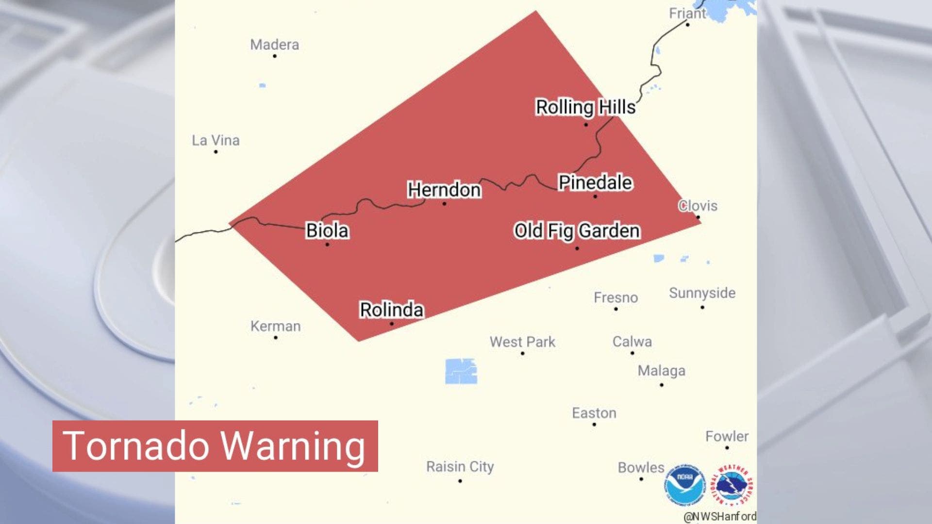 Confirmed tornado on ground near Fresno: NWS