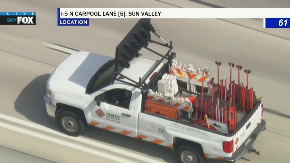 LIVE: CHP in pursuit of stolen work truck in LA County