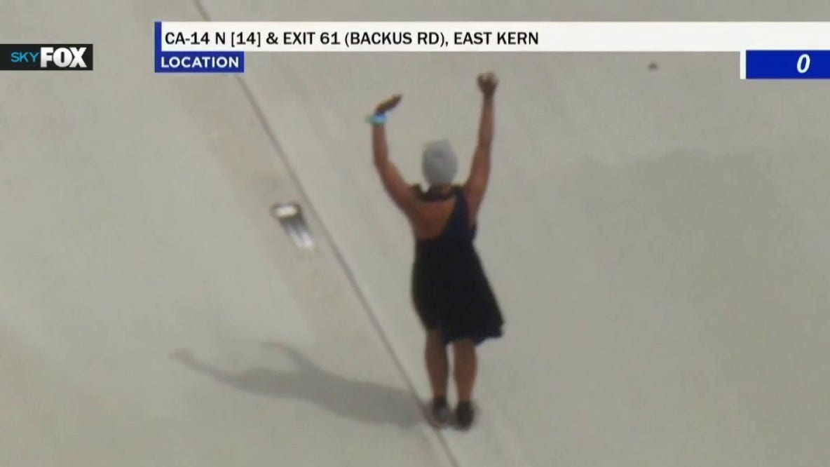 Woman arrested after hour-long stolen work truck chase across LA County