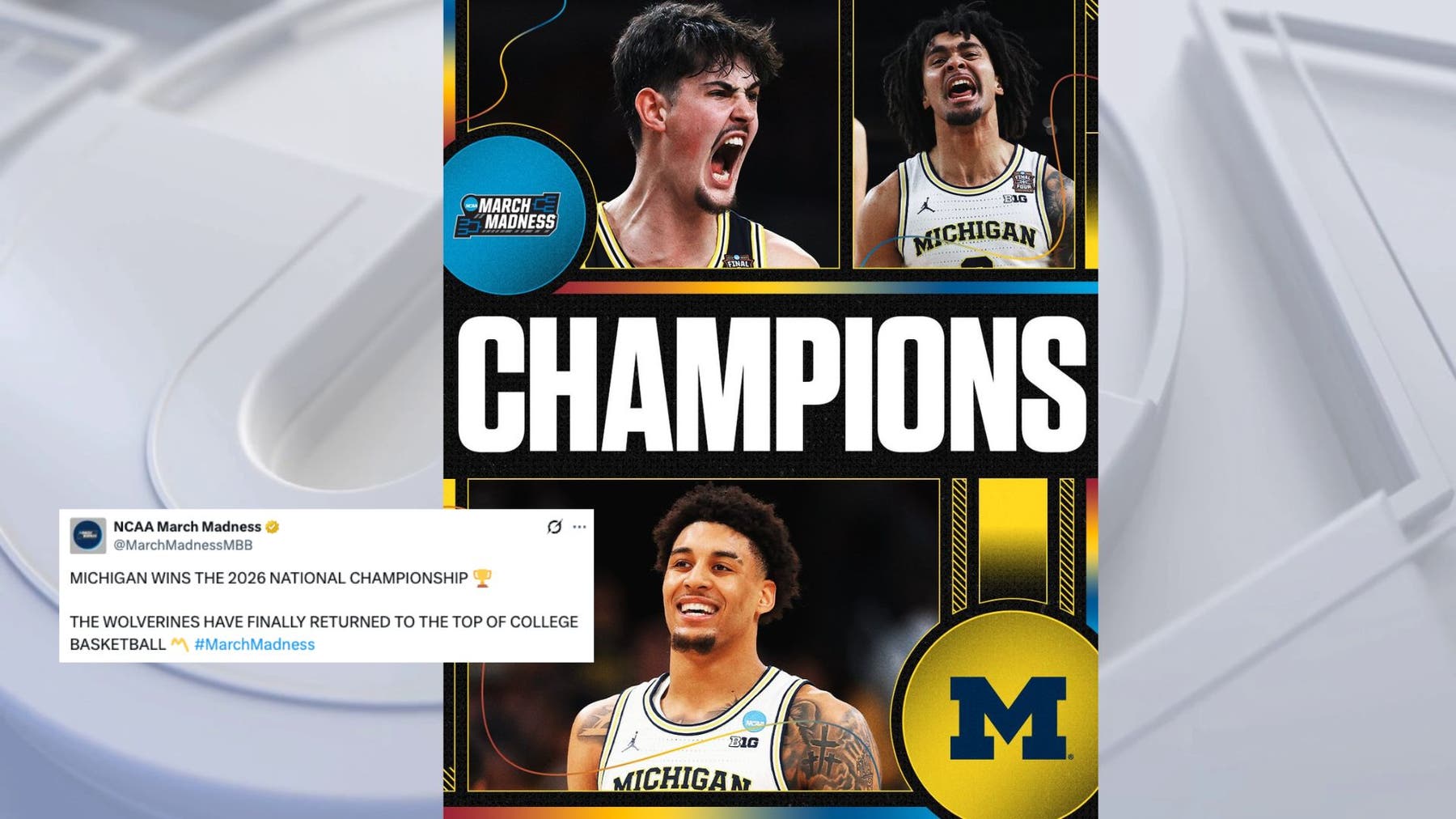 Michigan beats UConn to win men's NCAA Tournament