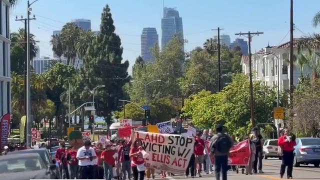 Seniors citizens protest evictions in Los Angeles, say Ellis Act is displacing communities