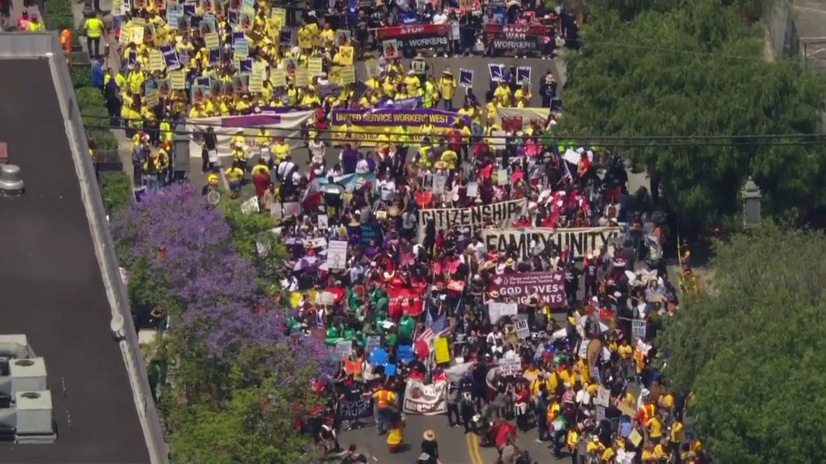 May Day in Los Angeles: Thousands march for 'economic blackout,' immigrant rights