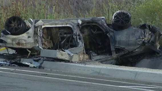 Tesla rollover crash sparks 30-acre Grand Fire in Chino Hills, forcing temporary evacuations