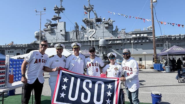 Angels's Zach Neto, Brent Suter honor military members during LA Fleet Week visit