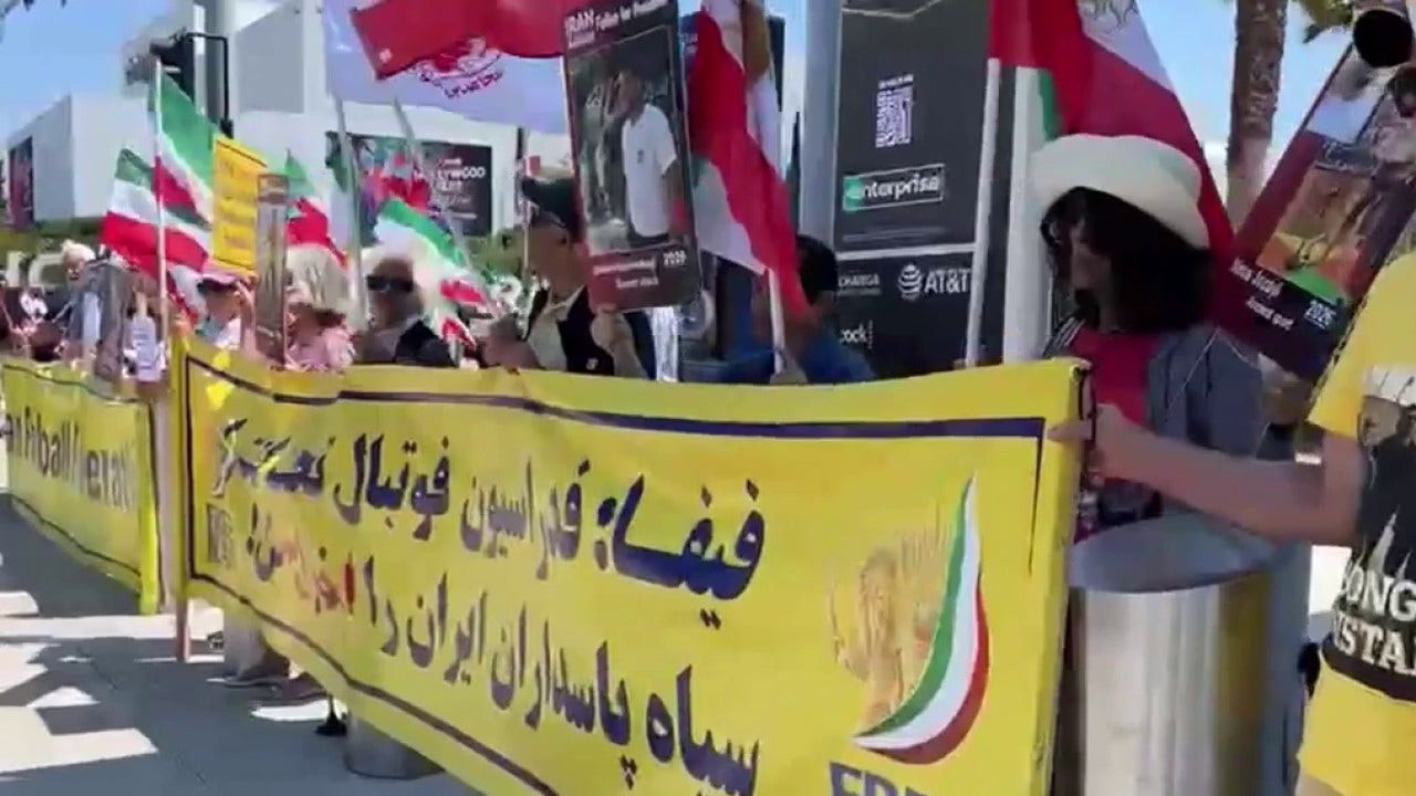 Iran’s first World Cup match draws protests in LA