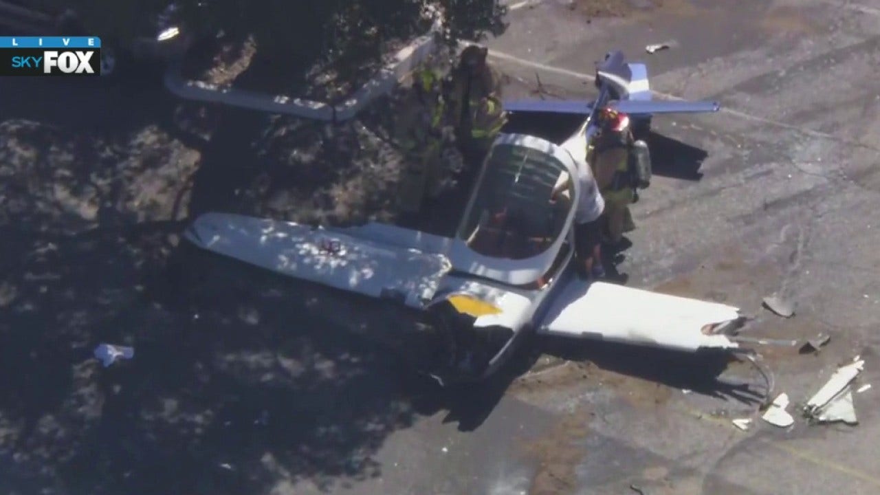 Small Cesna plane crashes at Whiteman Airport in Pacoima; pilot rescued