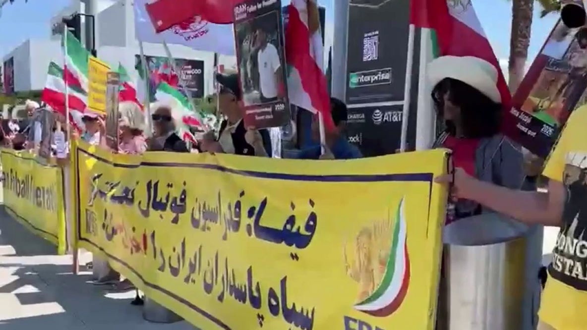 Iran’s first World Cup match draws protests in LA