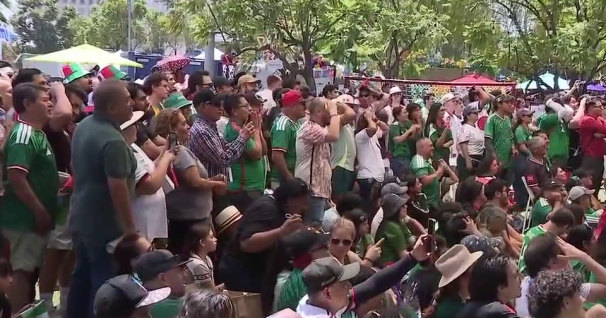 Fans celebrate Mexico’s tournament opener win at Casa Mexico in downtown Los Angeles