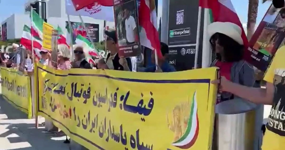 Iran’s first World Cup match draws protests in LA