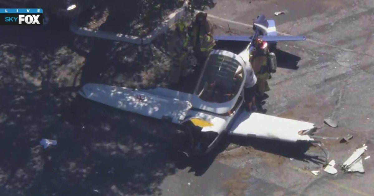 Small Cesna plane crashes at Whiteman Airport in Pacoima; pilot rescued