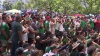 Fans celebrate Mexico’s tournament opener win at Casa Mexico in downtown Los Angeles